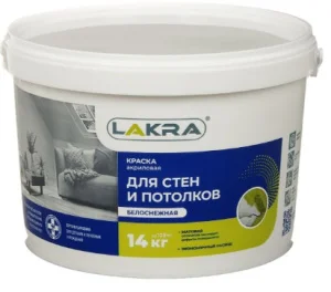 Краска ВД для стен и потолков Белоснежный Лакра 14 кг 1п =44 шт