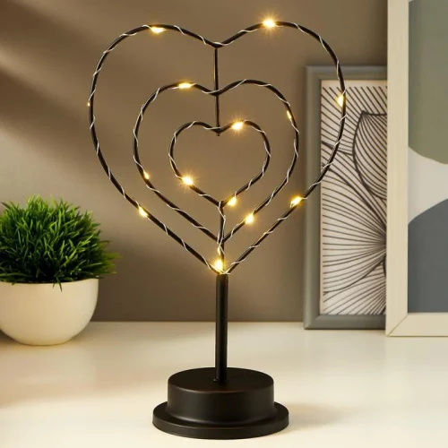Светильник-ночник  Сердце  LED 3хАА 10х18,5х29,8см черный 5138446 (Risalux)  1