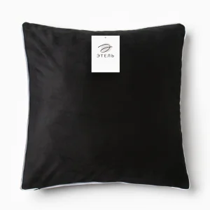 Наволочка декоративная Этель  Кант  45х45см цвет чёрный 100% п э велюр 190г м2 9656458  1