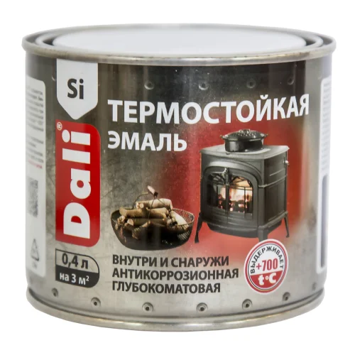 Эмаль термостойкая черная (до 600⁰С) 0,4 л DALI  1 6