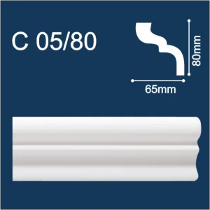 Плинтус потолочный экструзионный С05 80 2м (80х65мм) Солид  1 30
