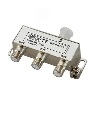 Делитель ТВ на 3 выхода F разъём 5-1000 МГц 05-6002 Rexant Делитель ТВ на 3 выхода F разъём 5-1000 МГц 05-6002 Rexant