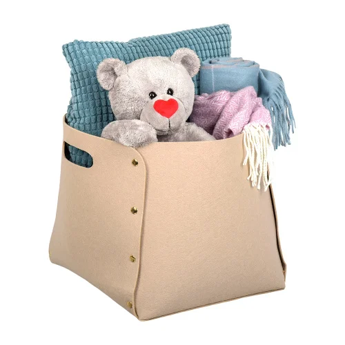 Корзина для хранения из фетра 30х30х30см 27л цвет бежевый 66533 QWERTY  1