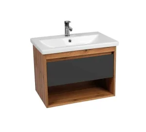 Тумба подвесная Бостон Como 60 430х560х500мм с раковиной COMO 60 Viant VBOS60COG-T1YP графит