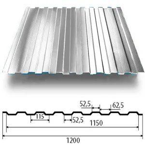 Профилированный лист С-8 оцинкованный ОН 1200х3000