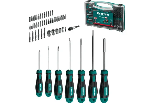 Набор отверток и насадок 50предм. пласт. кейс Kraftooi X-Drive-50 25815  1