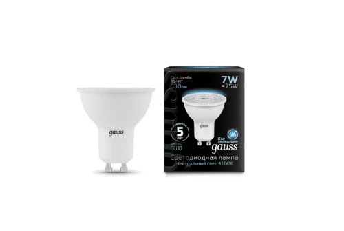 Лампа GU10 7W 630lm 4100K LED MR16 101506207 (Gauss)  1 10 100