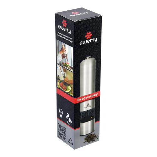 Электромельница перец соль, металлическая, 5х23 см, на батарейках 4хАА  48 QWERTY  1