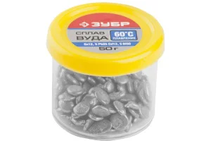 Сплав легкоплавкий Вуда (Sn12.5, Pb25, Cd12, 5Bi50), 60гр, 50г в гранулах Зубр 55458-050  1