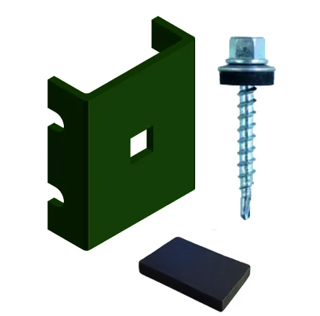 Комплект крепления №5,1 кр.саморез 5,5 38, скоба 40 35 Zn+ПП RAL6005 с вкладышем