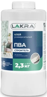 Клей ПВА универсальный Строитель (канистра) ЛАКРА 2,3 кг 0007842  1 6