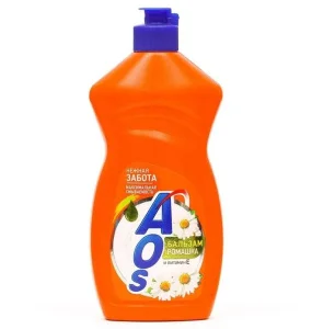 Средство для мытья посуды бальзам "AOS" ромашка и витамин Е 450г 1707-3 *1/20