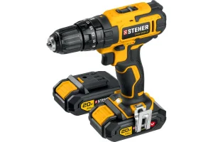 Дрель-шуруповерт аккумуляторная ударная STEHER CD-200-2 20В, 2 АКБ 2Ач