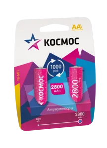 Аккумулятор AA R6 NI-MN BP-2 (упак 2 шт) 2800mA KOCR6NIMH2800MAH2BL ((Космос)  12