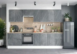 Кухонный гарнитур Престиж Гранит дым 3000мм (со столешницей дуб корсика)