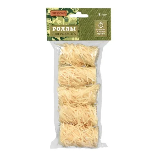 Роллы для розжига мангалов барбекю каминов и печей уп-5шт BOYSCOUT 61140  1  48