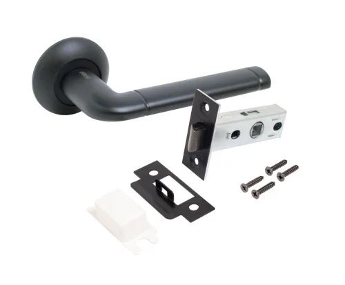 Комплект ручка+защелка АЛЛЮР АРТ  ПОЛО  BL+L45-8 BL (15150 S45) матовый черный  20