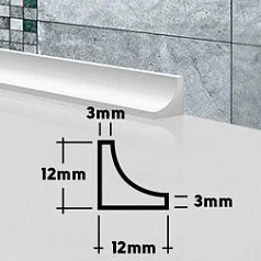 Плинтус акриловый 12х12х750мм левый,искусственный камень ГЛ-К-12, белый 104