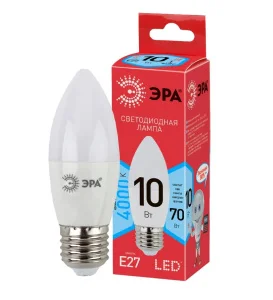 Лампа Е27 свеча RED LINE LED B35-10W-840-E27 R 10Вт нейтральный белый свет Б0050696 (Эра) *1