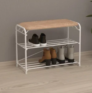 Подставка для обуви 2-х полочная 60  Альфа 23  с сиденьем белый ПДОА23С БС (ЗМИ)  1