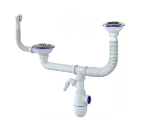 Сифон д/двойной мойки с выпуском и переливом разноуровневый Ø3 1/2"х40мм В710V (Unicorn) *1/20