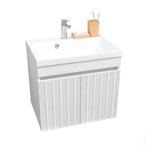 Тумба подвесная Garda PIANO 60 с дверцами, раковина Дакота 60 PN-Al-T60/W белый