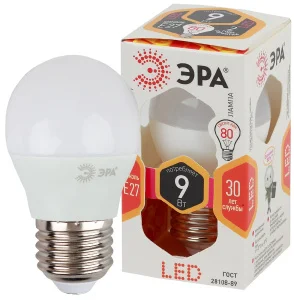Лампа Е27 шар 9Вт 720Лм 2700К LED P45-9W-827-E27 Б0029043 (Эра)  1 10