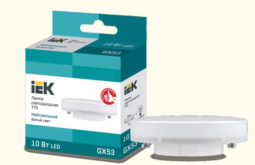 Лампа GX53 таблетка Eco 10Вт T75 4000К нейтр. бел. 230В LLE-T80-10-230-40-GX53 (IEK)  1