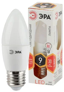 Лампа светодиодная Е27 9Вт 2700К B35-9W-827-E27 Б0027971 Эра