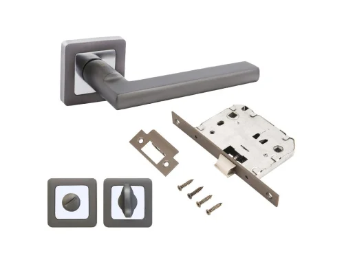 Комплект ручка+защелка с фиксатором АЛЛЮР АРТ  ВЕНСАН  MBN+L7050S MBN+BK-S1 MBN (2640 S7050) графит