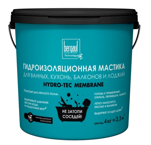Гидроизоляционная мастика Bergauf HYDRO-TEC MEMBRANE под плиточные облицовки всесезонная 4кг  1 96