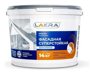 Краска фасадная ВД Лакра суперстойкая белая 14 кг