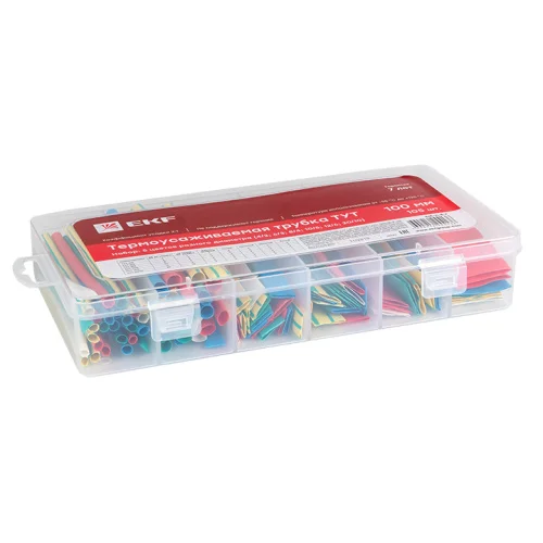 Набор ТУТ 4 2  6 3  8 4  10 5  12 6  20 10 100мм бокс 5 цвет. 105 шт PROxima tut-n-5-r (EKF)  1