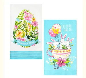 Набор полотенец кухонный Доляна Пасхальные забавы 35х60см -2шт 100% хлопок 160г/м2 5511236 *1