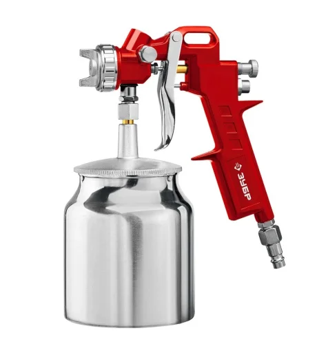 Краскопульт пневматический Зубр MS 200N-3 1.2, 1.5, 1.8 мм с нижним бачком 0,75л 06457  1