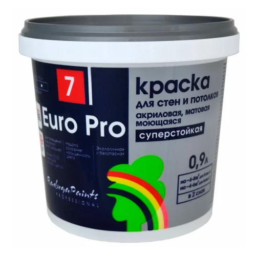 Краска Euro Pro для стен и потолков база С 0,9л.  1 16