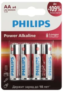 Элемент питания алкалиновый AA/LR6 (блистер 4шт) Б0062746 Philips