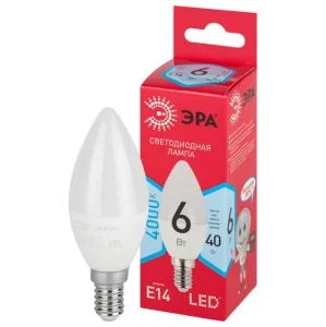Лампа Е14 свеча 6Вт RED LINE LED B35-6W-840-E14 R нейтральный белый свет Б0051057 (Эра) *1