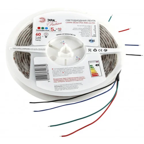 Лента светодиодная LS5050-14,4-60-12-RGB-IP65-1 year-5m цветн Б0002347 (Эра)  1 50