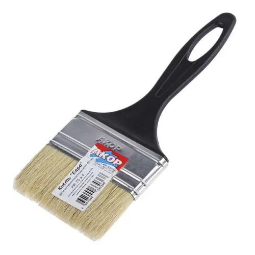 Кисть плоская Евро КФ-75 8 натуральная щетина, пластиковая ручка (120 08 075) (Акор)  1 10 140