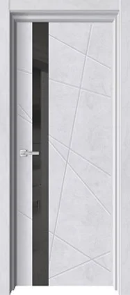 Полотно дверное Торонто-1 бетон снежный (Лакобель черная) кр.черная  ПГ 700