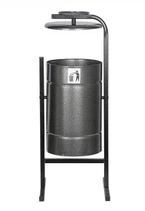 Урна для мусора круглая `Космос` с крышкой и пепельницей (антик серебро) 21 л