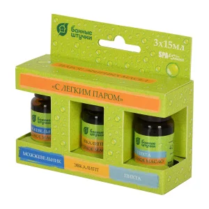 Набор эфирных масел "С легким паром" (пихта, можжевельник, эвкалипт)  3 масла по 15 мл "Банные штучк