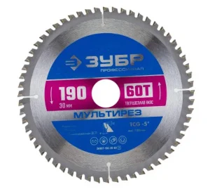 Диск пильный по алюминию Мультирез 190x30 мм 60 зубьев Профессионал ЗУБР 36907-190-30-60_z01  1