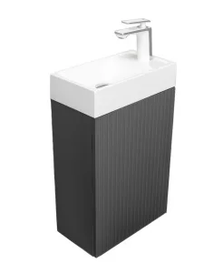 Комплект мебели PICANTE 40 подвесной с дверцей МДФ фрез + раковина Серенити, Графит PI-T40GrST-S