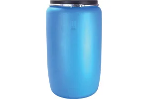 Бочка пласт 227л с крышкой на обруче синяя 1