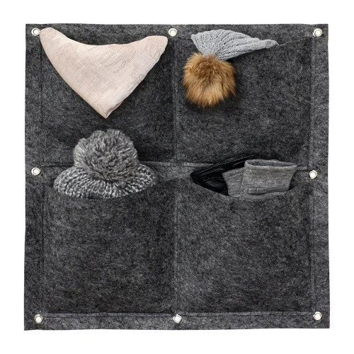 Органайзер квадратный, из фетра, 4 кармана, 50 50 см, 2,5 л 4, серый  12 QWERTY  1