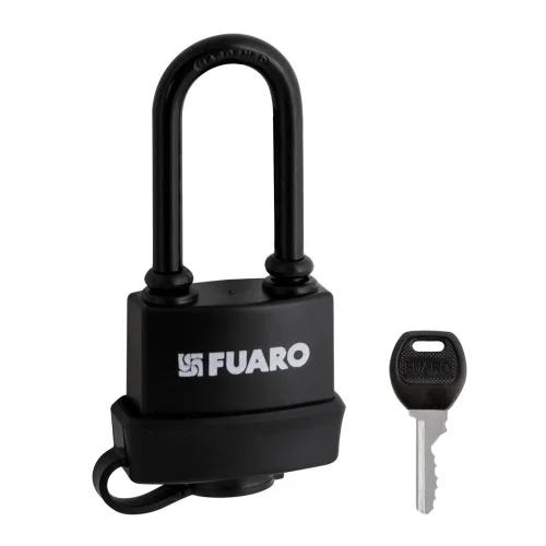 Замок навесной Fuaro PL-WEATHER-3660 LS 3key BLACK удл. дужка, англ.  блистер