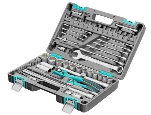 Набор инструментов 82 предм. 1 2 , 1 4 , CrV, 12-гранные головки, пласт. кейс Stels 14117  1