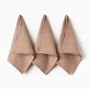 Набор кухонных полотенец Доляна коричнево-серый, 35х60см-3шт., 100% хл, вафля, 220 гр м2